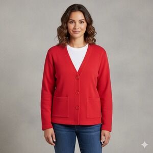 Vintage Gabrielle Red Button Front Cardigan Sweater‎ Plus Size 1X Made in USA